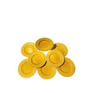 Enoch Wedgwood Gold Medallion Plate Set of 8 Yellow Vintage England‎